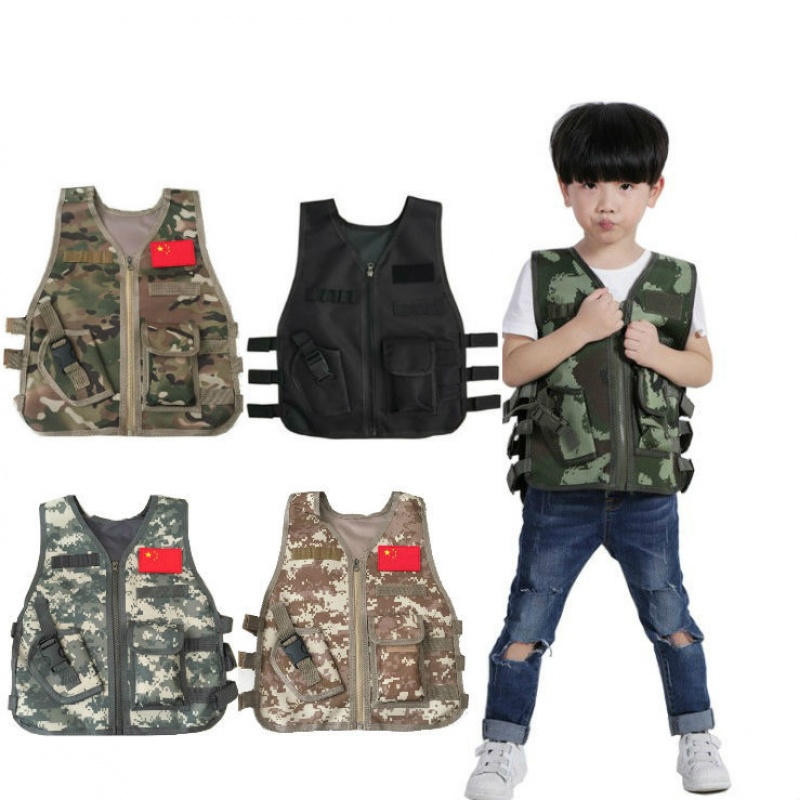Outdoor Hunting Games For Kids - เสื้อกั๊กเด็กแบบลายพรางสำหรับฝึกซ้อมกลางแจ้งในฤดูร้อน เหมาะสำหรับเกมสงคราม การล่าสัตว์ และเป็นเสื้อเกราะป้องกันร่างกายสำหรับเด็ก