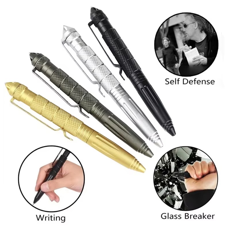 Tactical Pen Tool - ปากกายุทธวิธีทางทหารอลูมิเนียมอัลลอยด์กลางแจ้งแคมป์ปิ้งความปลอดภัยเครื่องมือเอาตัวรอดฉุกเฉินเครื่องมือทุบกระจกปากกาอุปกรณ์ป้องกันตัวเอง