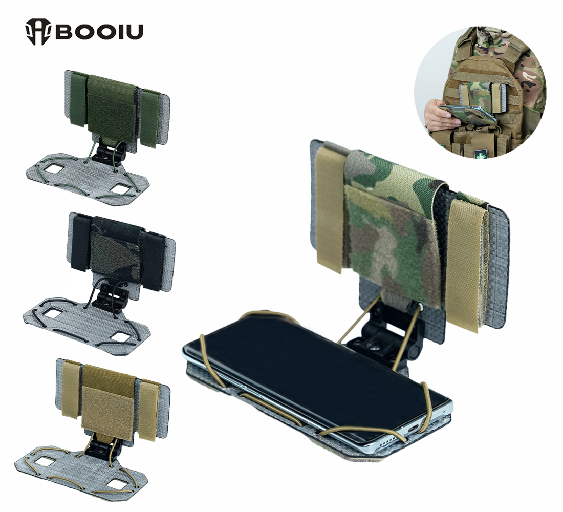 Outdoor Hunting Vest - BOOIU MOLLE แผ่นนำทางแบบพับได้ ที่ยึดโทรศัพท์มือถือสำหรับแอร์ซอฟท์ สำหรับติดเสื้อกั๊กยุทธวิธี ใช้สำหรับล่าสัตว์และกิจกรรมกลางแจ้ง
