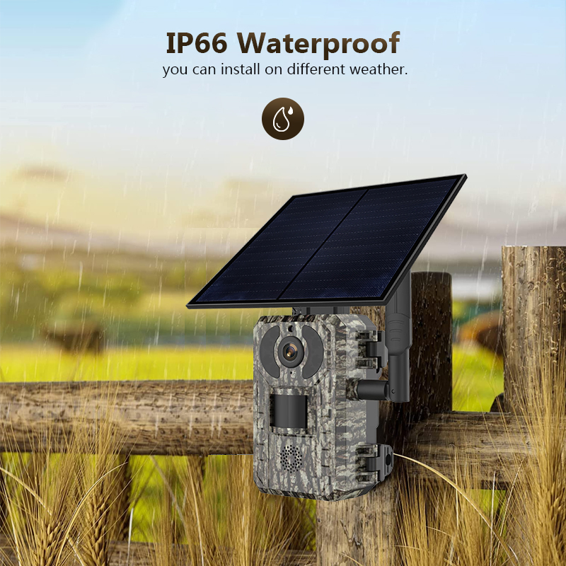 Hunting Outdoor Camera - กล้องล่าสัตว์ป่ากลางแจ้ง4MP 4G พร้อมแอป WiFi IP66กันน้ำใช้แผงโซล่าเพื่อความปลอดภัย