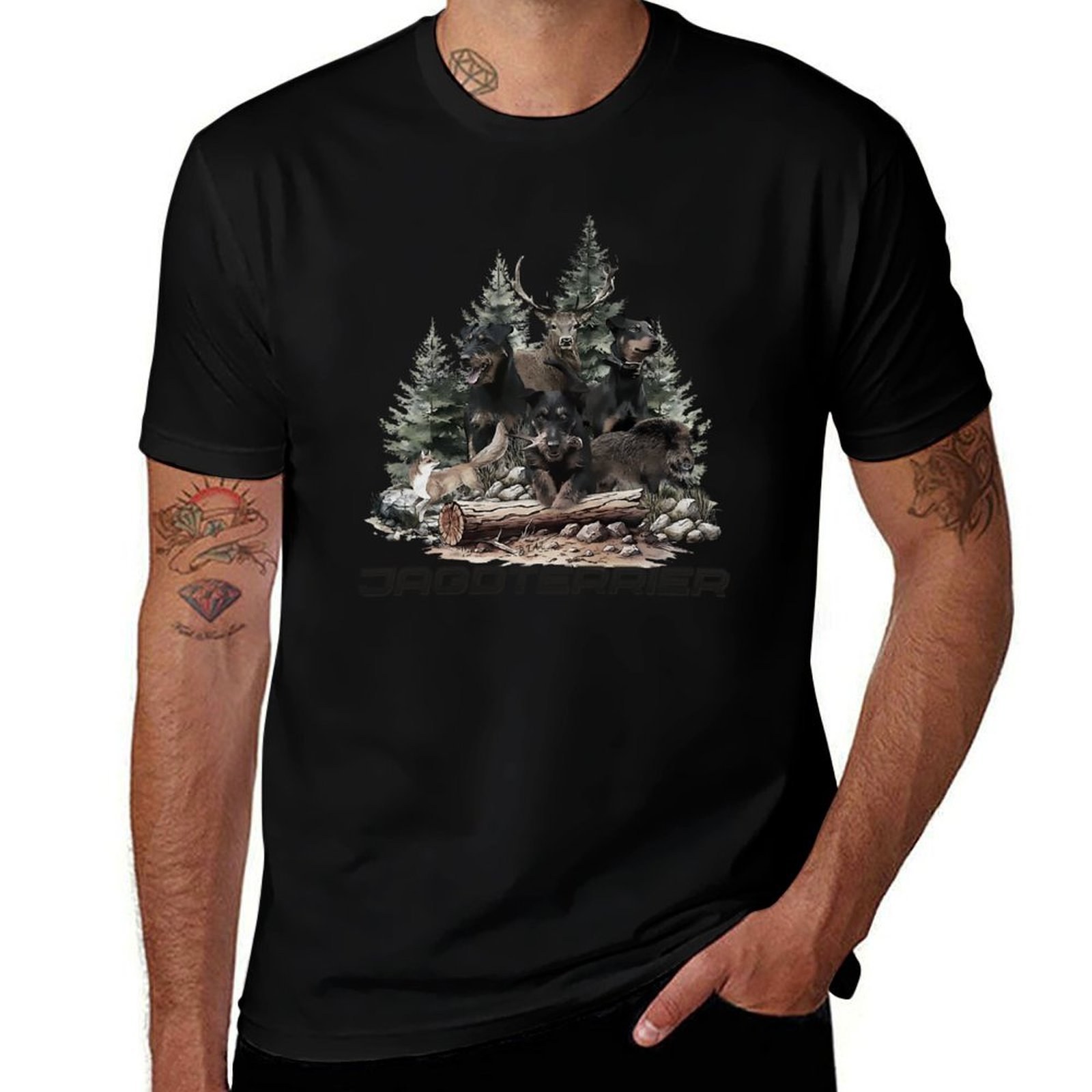 Wildman Hunting & Outdoor Robertson Photos - เยอรมันฮันท์ติ้งเทอร์เรียร์เป็นคู่หูของนักล่าในป่า เสื้อยืดกีฬาที่มีความยืดหยุ่นสูง