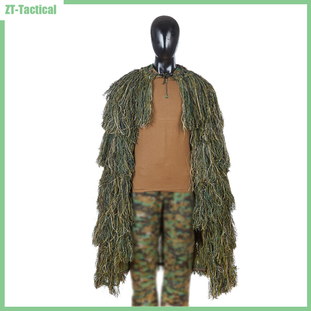 Ghillie Suit Woodland - ที่มีน้ำหนักเบา Ghillie ปอนโชเสื้อยุทธวิธีสำหรับปืนอัดลมเพนท์บอล Ghillie ปอนโชสูทป่าไม้
