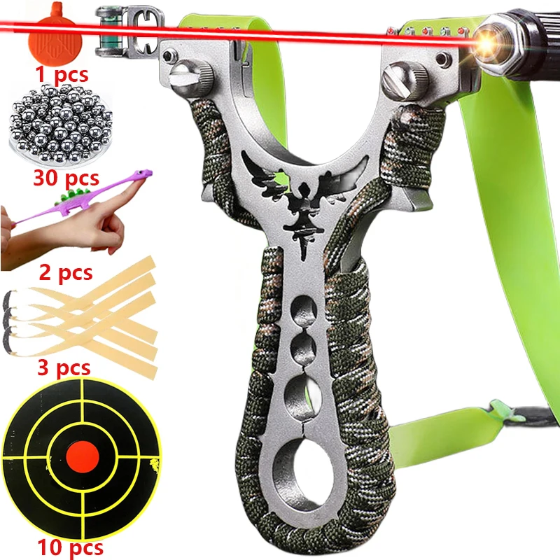 Outdoor Hunting Products - เลเซอร์สแตนเลส Slingshot 8020 โลหะยางแบนความแม่นยําสูง Slingsshot กลางแจ้ง