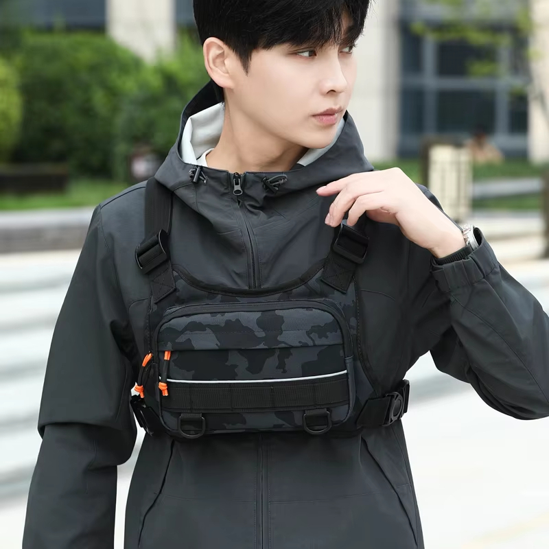 Outdoor Hunting Vest - เสื้อกั๊กสะพายหน้าสำหรับปั่นจักรยาน กระเป๋าเป้สะพายหลังแบบยุทธวิธี สำหรับตั้งแคมป์ ปีนเขา ล่าสัตว์ กระเป๋าเป้สะพายไหล่
