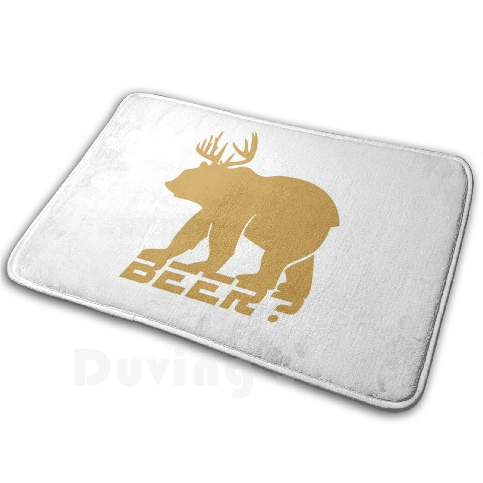 Hunting Outdoor Rug - พรมปูพื้นลายหมีเบียร์ หมีตลก กวางดื่ม เบียร์ เครื่องดื่ม ปาร์ตี้
