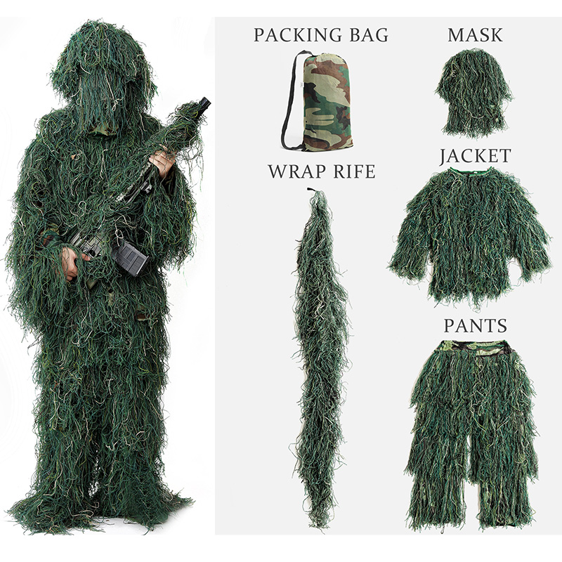 5 ชิ้นผู้ใหญ่ Ghillie สูทเด็ก  - Ghillie Suit Woodland บทวิจารณ์และราคา