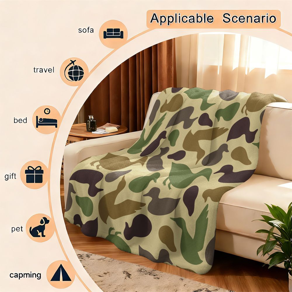 ผ้าห่มลายเป็ด ผ้าฟลานเนลเนื้อน - Hunting Outdoor Rug บทวิจารณ์และราคา