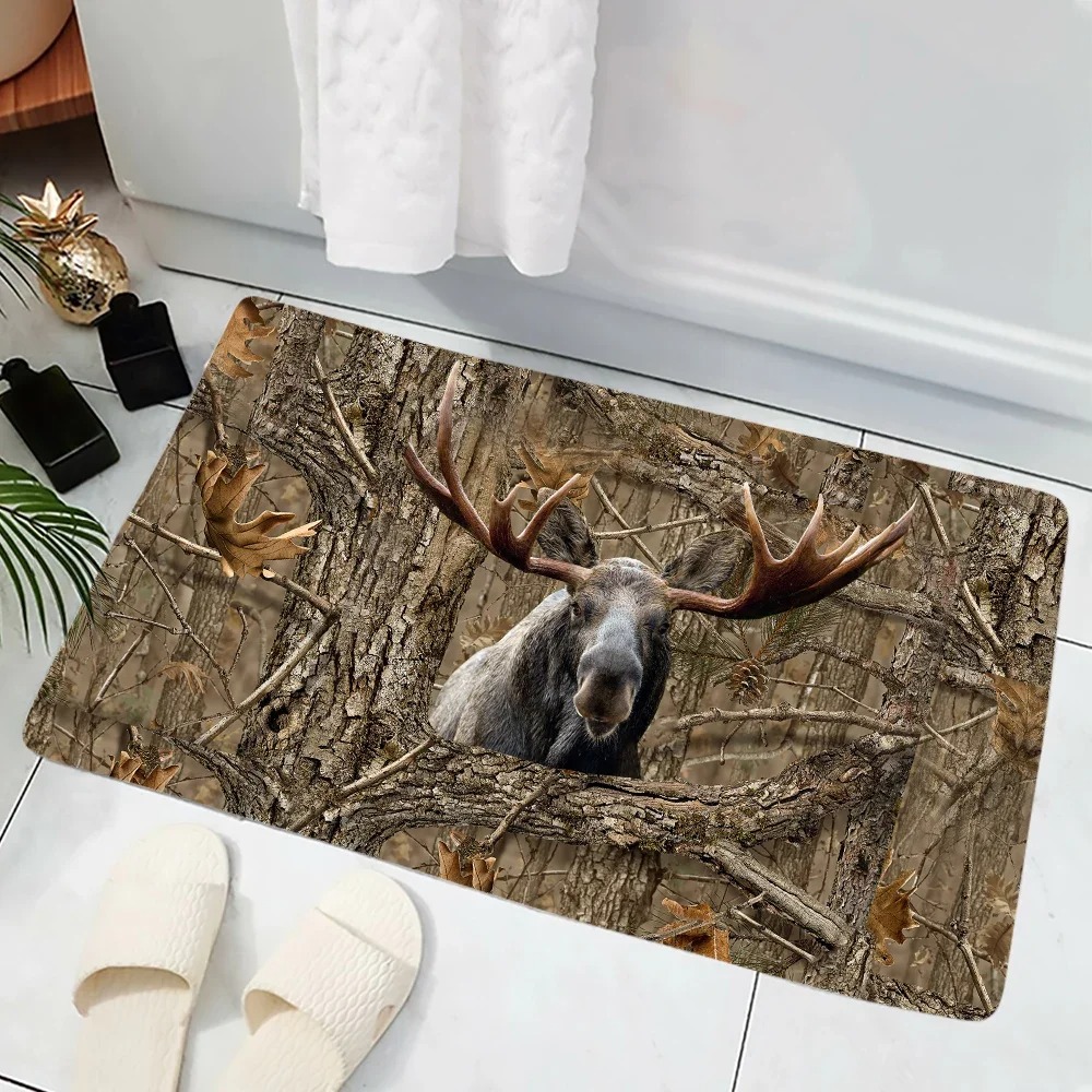 พรมเช็ดเท้าลายหมูป่าในป่าลายพร - Hunting Outdoor Rug บทวิจารณ์และราคา