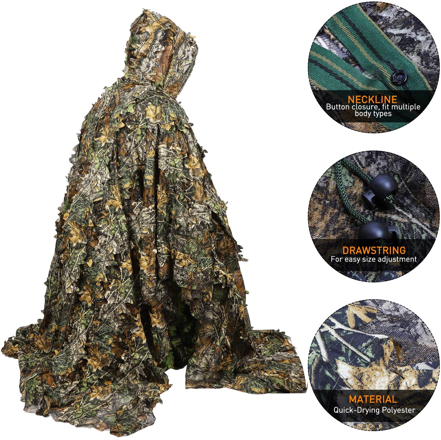 เสื้อปอนโชลายพรางพรางผีปอบลายใ - Ghillie Suit Woodland บทวิจารณ์และราคา