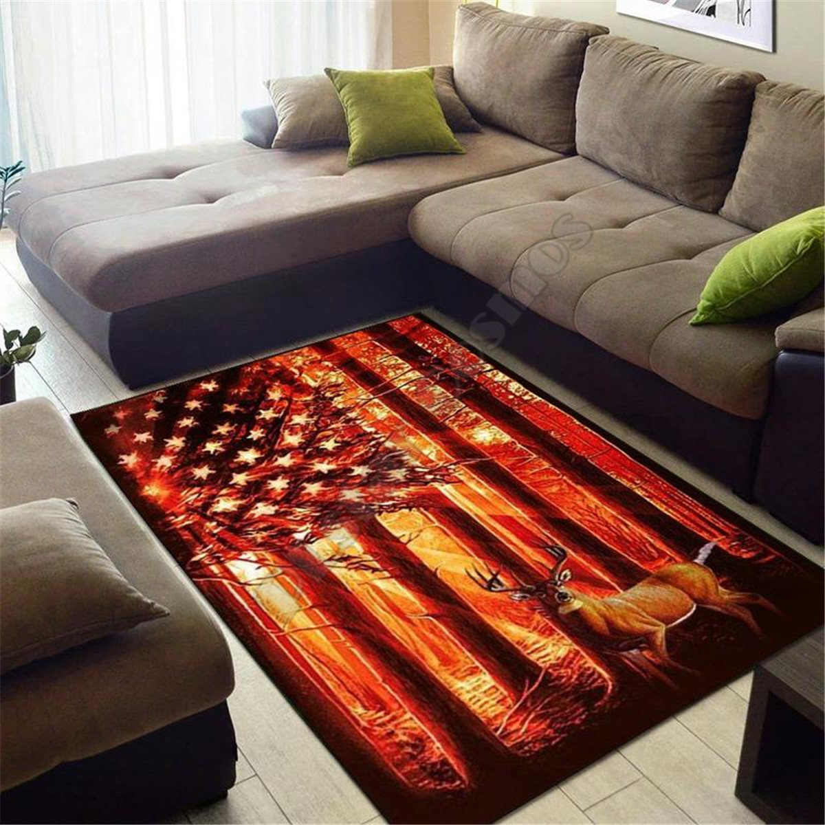 พรมลายพื้นที่ล่าสัตว์กวาง พรมพ - Hunting Outdoor Rug บทวิจารณ์และราคา