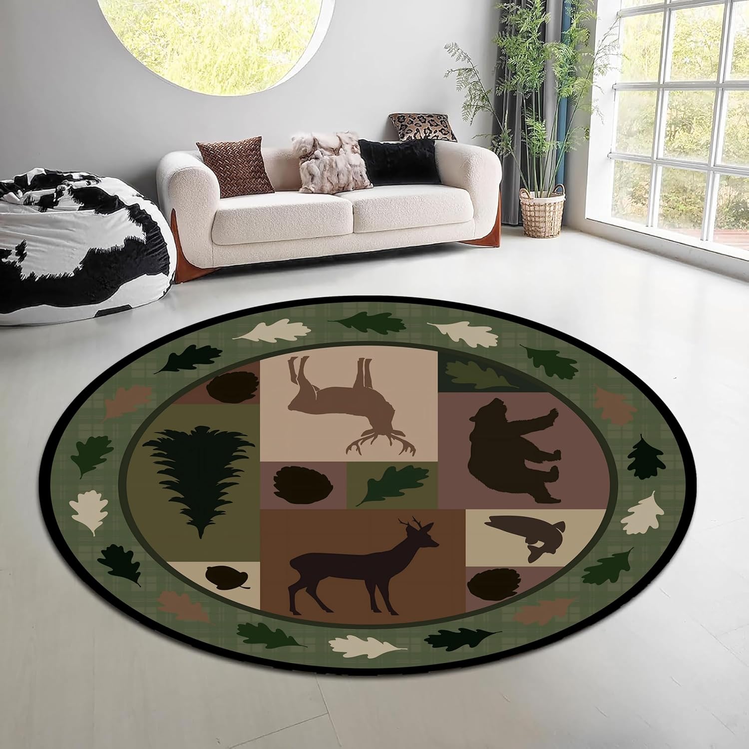 พรมลายป่าธรรมชาติสไตล์วินเทจ ส - Hunting Outdoor Rug บทวิจารณ์และราคา