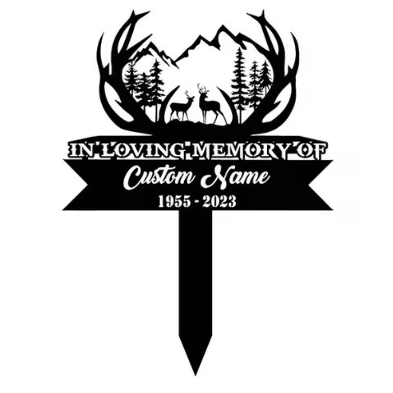 ป้ายหลุมศพรูปกวางแบบกำหนดเอง - - Outdoor Hunting Names บทวิจารณ์และราคา